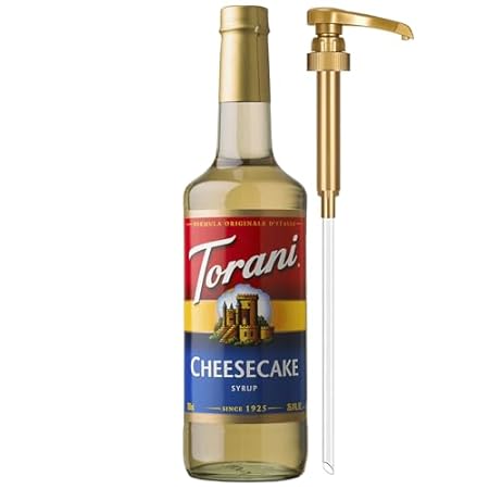 Torani Coffee Syrup, Cheesecake Flavored Syrup for Drinks, Pump Included, Glass Bottle 25.4 Fl Oz
