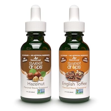 SweetLeaf Sweet Drops Flavored Stevia Sweetener Hazelnut & English Toffee Variety Pack 2oz