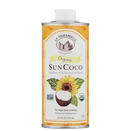 La Tourangelle, Organic Sun Coco Oil, Unique Blend of Organic High-Oleic Sunflower Oil and Organic Refined Coconut Oil, Heat Heat Cooking and DIY Beauty, 25.4 fl oz