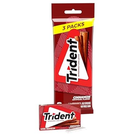 Trident Cinnamon Sugar-Free Chewing Gum, 3 Packs of 14 Pieces (42 Total Pieces)
