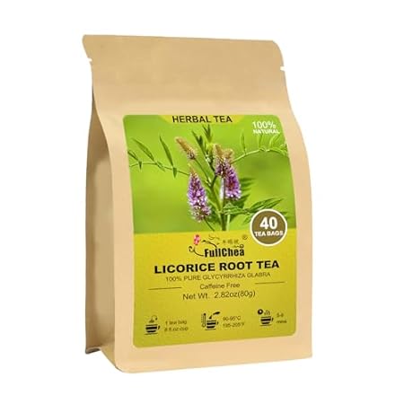 FullChea - Licorice Root Tea Bag, 40 Teabags, 2g/bag - Premium Licorice Root - Non-GMO - Naturally Caffeine-free Herbal Tea - Aid in Digestion & Promote Respiratory Health