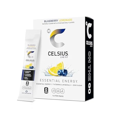 CELSIUS On The Go Blueberry Lemonade, Sugar Free Energy Drink Mix (14 Sticks per Pack)