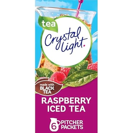 Crystal Light Sugar-Free Raspberry Iced Tea Naturally Flavored Powdered Drink Mix 6 Count Pitcher Packets