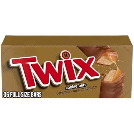TWIX Bulk Chocolate Candy Individually Wrapped, Full Size, Caramel Chocolate Cookie Candy Bar, Perfect for Snacks, Parites, Goodie Bags, Holidays 36-Count Box
