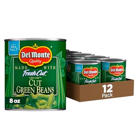 DEL MONTE BLUE LAKE Cut Green Beans, Canned Vegetables, 12 Pack, 8 oz Can