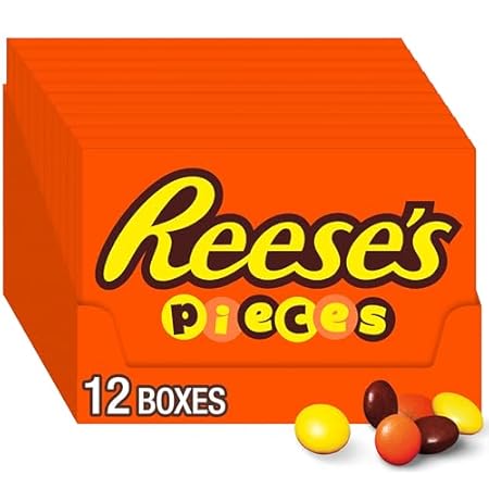 REESE'S PIECES Peanut Butter in a Crunchy Shell, Candy Boxes, 4 oz (12 Count)