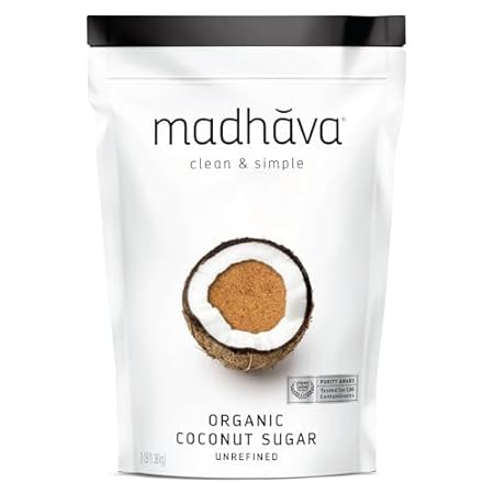 MADHAVA Organic Coconut Sugar 3 Lb. Bag (Pack of 1), Natural Sweetener, Sugar Alternative, Unrefined, Sugar for Coffee, Tea & Recipes, Vegan, Organic, Non GMO