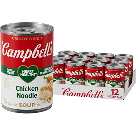 Campbell’s Condensed Heart Healthy Chicken Noodle Soup, 10.75 oz Can (12 Pack)