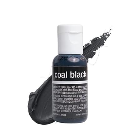 Chefmaster Coal Black Liqua-Gel® Food Coloring | Vibrant Color | Professional-Grade Dye for Icing, Frosting, Fondant | Baking & Decorating | Fade-Resistant | Easy-to-Use | Made in USA | 0.70 oz