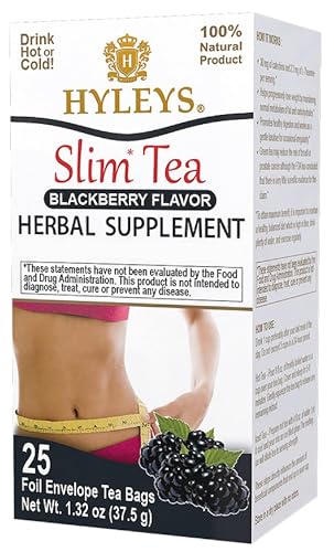 Hyleys Slim Tea Blackberry Flavor - Weight Loss Herbal Supplement Cleanse and Detox - 25 Tea Bags (1 Pack)