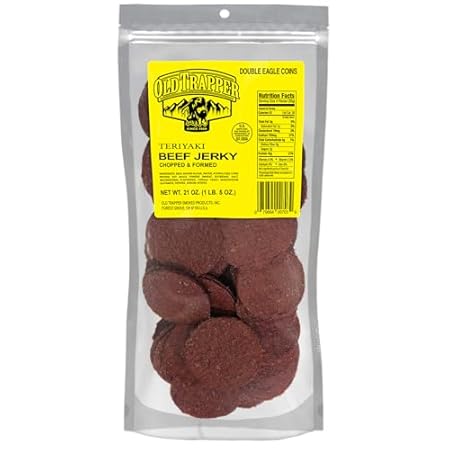 Old Trapper Double Eagle Beef Jerky, Teriyaki Flavor, 21 Ounce Package, Natural Wood Smoked Meat Snacks, 10 Grams of Protein and 80 Calories per Serving (Pack of One)