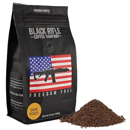 Black Rifle Coffee Company Freedom Fuel, 12oz Bag, Ground Coffee Dark Roast - Roasted Blend Made from Arabica Beans - Colombian & Brazilian Beans - Veteran Founded & American Made