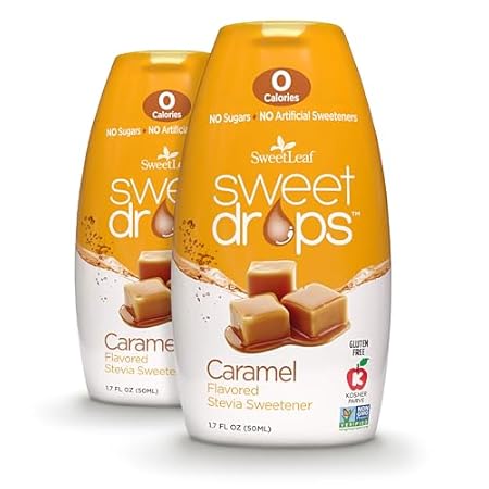 SweetLeaf Sweet Drops Caramel Stevia Liquid Sweetener - Flavor Foods, Keto Coffee with Sugar Free, 0 Calorie, Non-Glycemic Response SweetLeaf Stevia Drops, 1.7 Fl Oz Ea (Pack of 2)