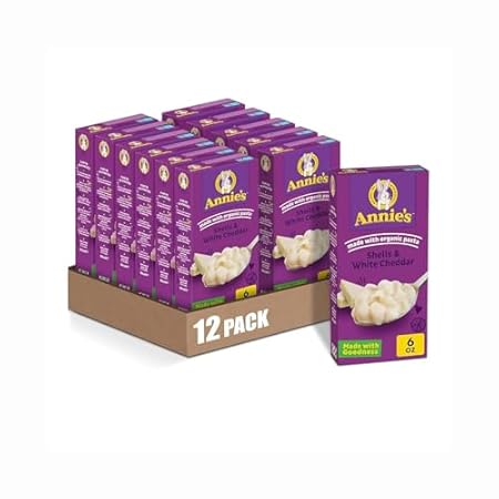 Annie's Shells and White Cheddar, Made with Organic Pasta and Real Cheese, 6 oz (Pack of 12)
