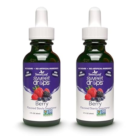 SweetLeaf Stevia Sweet Drops Berry - Liquid Stevia Drops Sweetener, Zero Calorie, Non-GMO Flavored Stevia Liquid Sugar Substitute for Sugar-Free Sodas, Mixed Drinks, Iced Tea, 2 Fl Oz (Pack of 2)