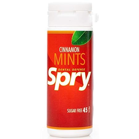 Spry Xylitol Cinnamon Mints Sugar Free Candy - Promote Oral Health, Increase Saliva Production, Stop Bad Breath, Non-GMO, Gluten-Free, 45 Count (Pack of 3)