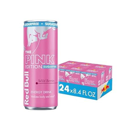 Red Bull Pink Edition Sugar-Free Energy Drink, Wild Berries, with 80mg Caffeine plus Taurine & B Vitamins, 8.4 Fl Oz, 6 Packs of 4 Cans (Pack of 24)