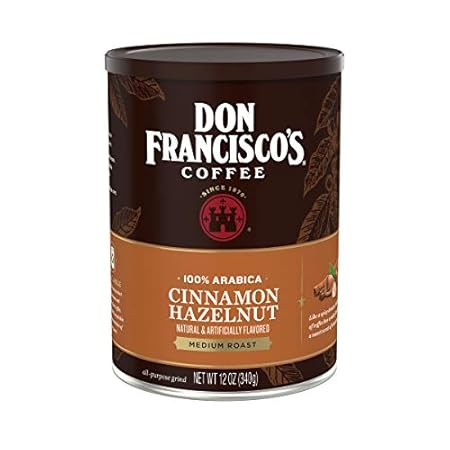 Don Francisco's Cinnamon Hazelnut Ground Flavored Coffee: Rich, Aromatic 100% Arabica Blend - Medium Roast for a Delightful Morning Brew (12 oz Can)