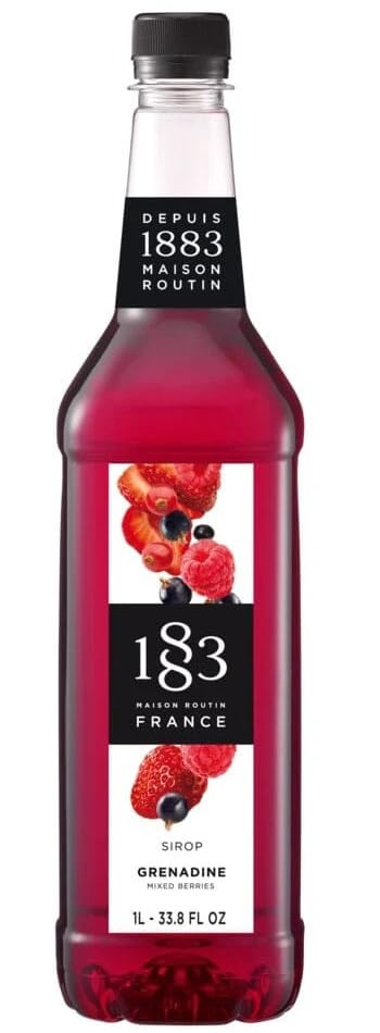 1883 Mixed Berries Syrup for Drinks, Made in France, 1 Liter Plastic Bottle