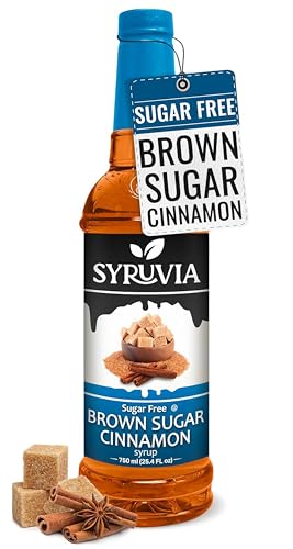 Syruvia Sugar Free Coffee Syrup, Brown Sugar Cinnamon Flavored Syrup for Drinks, Lattes, and Desserts – 25.4 fl oz