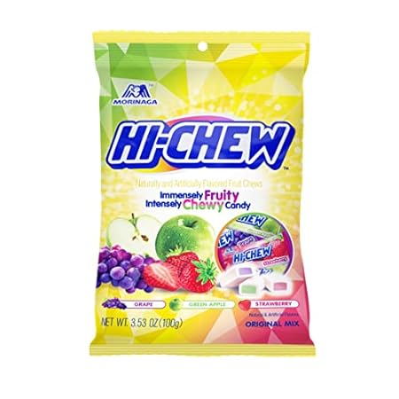 HI-CHEW Original Mix, 6 Bags, 3.53oz each - Strawberry Green Apple Grape - Unique Fun Soft & Chewy Halloween Candy - Immensely Juicy Fruity Candy Flavors - Individually Wrapped for Sharing
