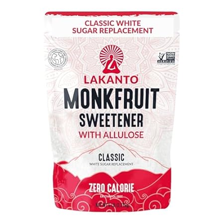 Lakanto Classic Monk Fruit Sweetener with Allulose - White Sugar Substitute, Erythritol Free, Gluten Free, Vegan, Keto Friendly, Sugar Replacement (Classic White - 5 lb - Pack of 1)