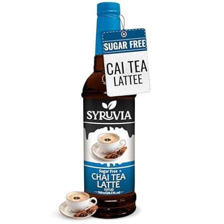 Syruvia Sugar Free Chai Tea Flavored Syrup for Coffee, Drinks, Lattes, and Desserts – 25.4 fl oz