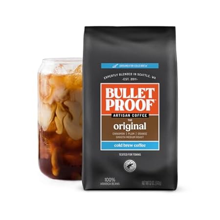 Bulletproof Original Medium Roast Coarse Ground Cold Brew Coffee, 12 Ounces, Clean and Tested for Toxins, Smooth Artisan Coffee Ground for Cold Brew Iced Coffee