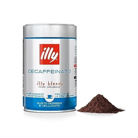 illy Ground Coffee Espresso - 100% Arabica Coffee Ground – Classico Decaf Roast - Notes of Caramel, Toasted Bread & Chocolate - Rich Aromatic Profile - Precise Roast - No Preservatives – 8.8 Ounce