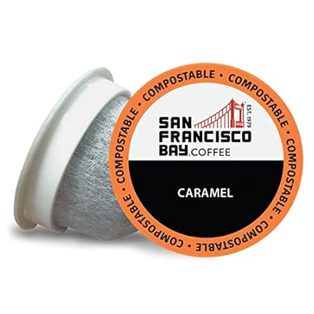 San Francisco Bay Compostable Coffee Pods - Caramel (80 Ct) K Cup Compatible including Keurig 2.0, Flavored, Medium Roast