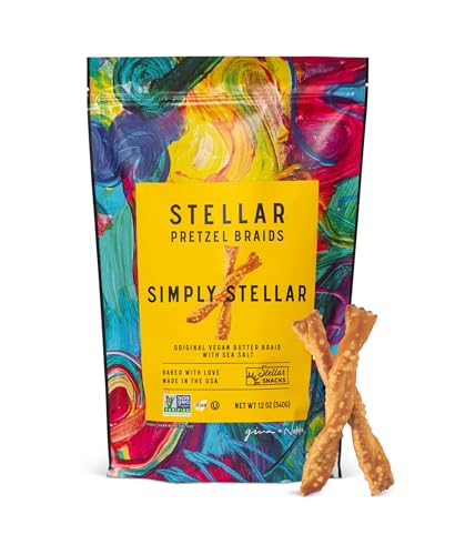 Stellar Snacks Pretzel Braids, 12 OZ Large Bag - Vegan, Kosher, Non-GMO Rods, Twists, Sticks (12 Oz, Simply Stellar)