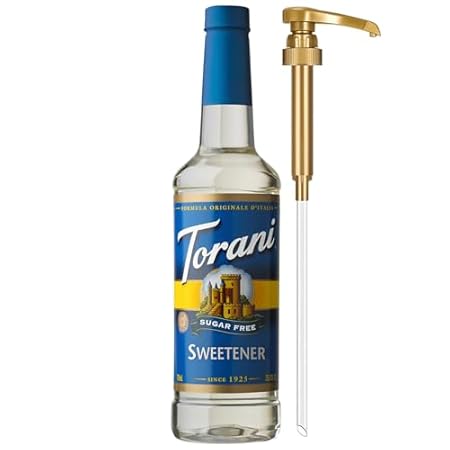 Torani Sugar Free Sweetener, Zero-Calorie Syrup for Drinks, Pump Included, 25.4 Fl Oz