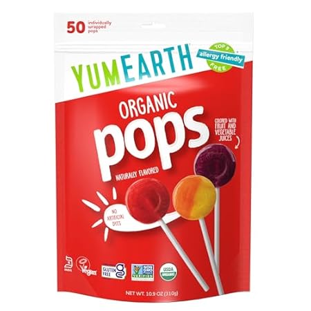YumEarth Organic Lollipops, Assorted Flavors - Allergy Friendly, Non GMO, Gluten Free, Vegan (Packaging May Vary) (50 Count, Variety Pack)