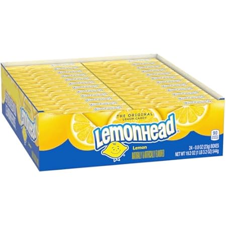 Lemonhead Hard Lemon Candy, 0.8 Ounce Boxes (Pack of 24)