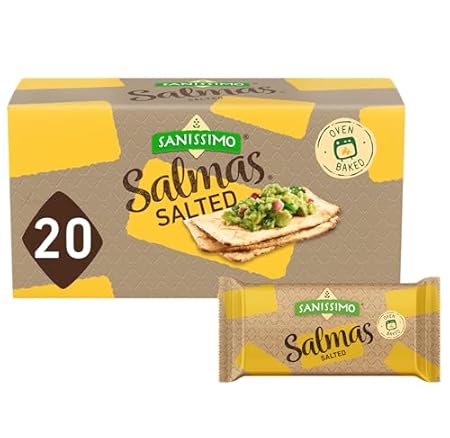 Sanissimo Salmas Salted, 20 packs of 3 Crackers, Oven Baked Corn Crackers, Gluten Free, Non GMO, Kosher Certified
