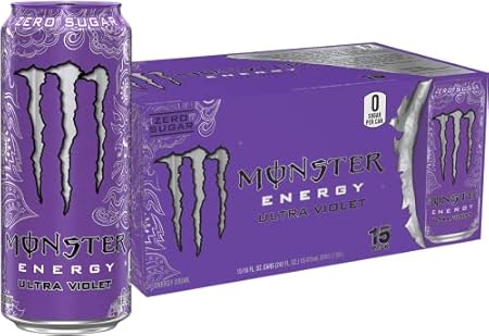 Monster Energy Ultra Violet, Sugar Free Energy Drink, 16 Ounce (Pack of 15)