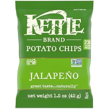 Kettle Brand Potato Chips, Jalapeno Kettle Chips, Snack Bag, 1.5 Oz (Pack of 24)