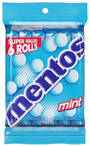 Mentos Chewy Mint Candy Roll, Mint, 14 Pieces Per Roll, 6 Count Party Pack