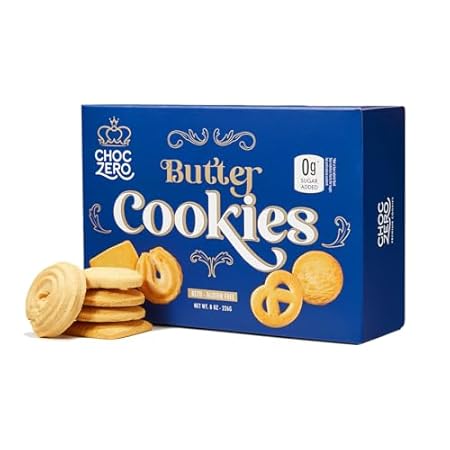 ChocZero Keto Butter Cookies - Sugar Free Danish Shortbread - Gluten Free, Low Carb - 8oz, (Pack of 1)