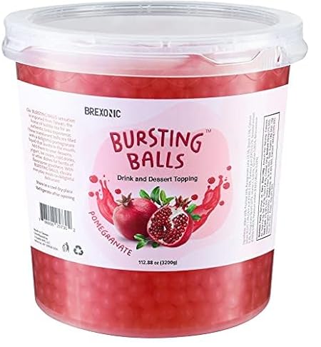 Pomegranate Boba Pearls, Pomegranate Popping Boba Bursting Boba, Pomegranate Bubble Tapioca Pearls For Bubble Tea (Pomegranate, 7 LB Pack of 1)