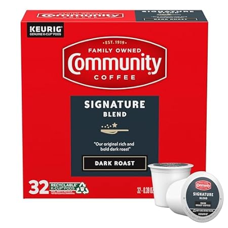 Community Coffee Signature Blend Dark Roast Single Serve Keurig K-Cup Pods 32 ct Box
