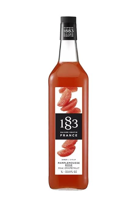 1883 Pink Grapefruit Syrup for Drinks, Made in France, 1 Liter Glass Bottle