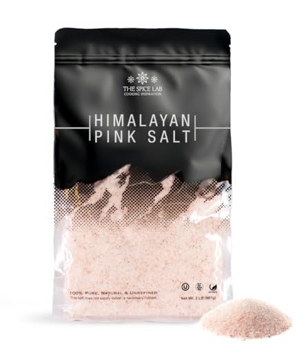 The Spice Lab Himalayan Salt - Fine 2 Lb Bag - Pink Himalayan Salt is Nutrient and Mineral Dense for Health - Gourmet Pure Crystal - Kosher & Natural Certified