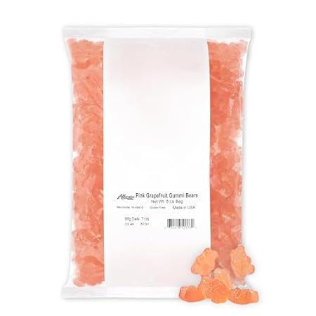 Albanese Confectionery Pink Grapefruit Gummi Bears, 5 Pound Bag