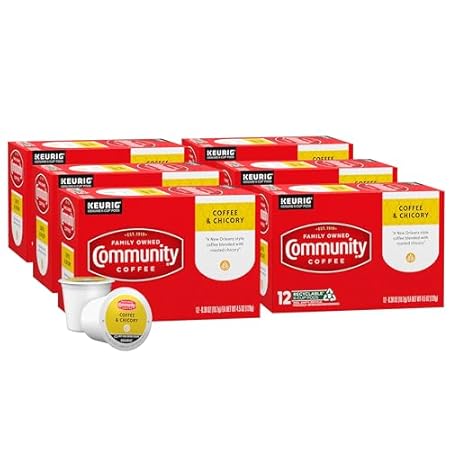 Community Coffee & Chicory 72 Count Coffee Pods, Dark Roast, Compatible with Keurig 2.0 K-Cup Brewers, 12 Count (Pack of 6)