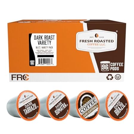 Fresh Roasted Coffee, Dark Roast Variety Pack, K-Cup Compatible, 96 Pods