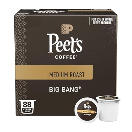 Peet's Coffee, Medium Roast Single Serve Coffee Pods - Big Bang 88 Count (4 Boxes of 22 Pods)