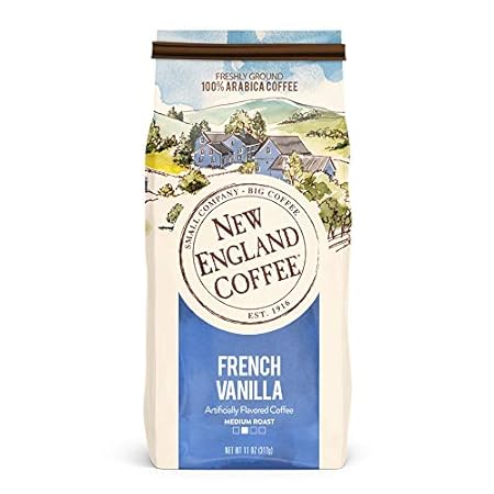 New England Coffee French Vanilla Medium Roast Ground Coffee, 11oz Bag (Pack of 3)