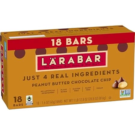 Larabar Peanut Butter Chocolate Chip, Fruit and Nut Bars, Gluten Free and Vegan, 28.8 oz, 18 Ct