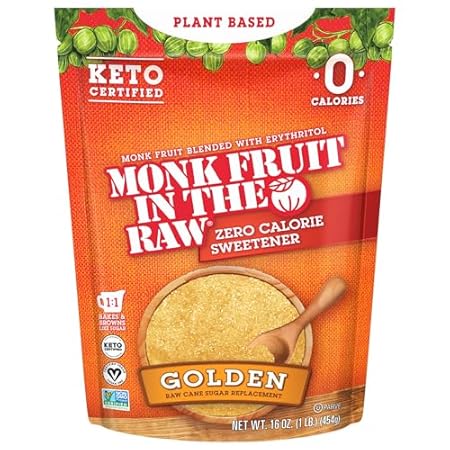 MONK FRUIT IN THE RAW, Golden 16 oz Baker's Bag, Pack of 1, Natural Monk Fruit Sweetener w/Erythritol, Sugar-Free